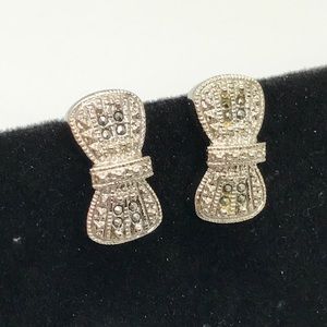 VTG Silver Marcasite Clip On Earrings
